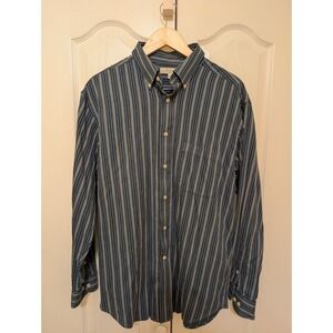 Turnbury  Dress Shirt Men's vintage Cotton Large Long Sleeve Blue Stripe